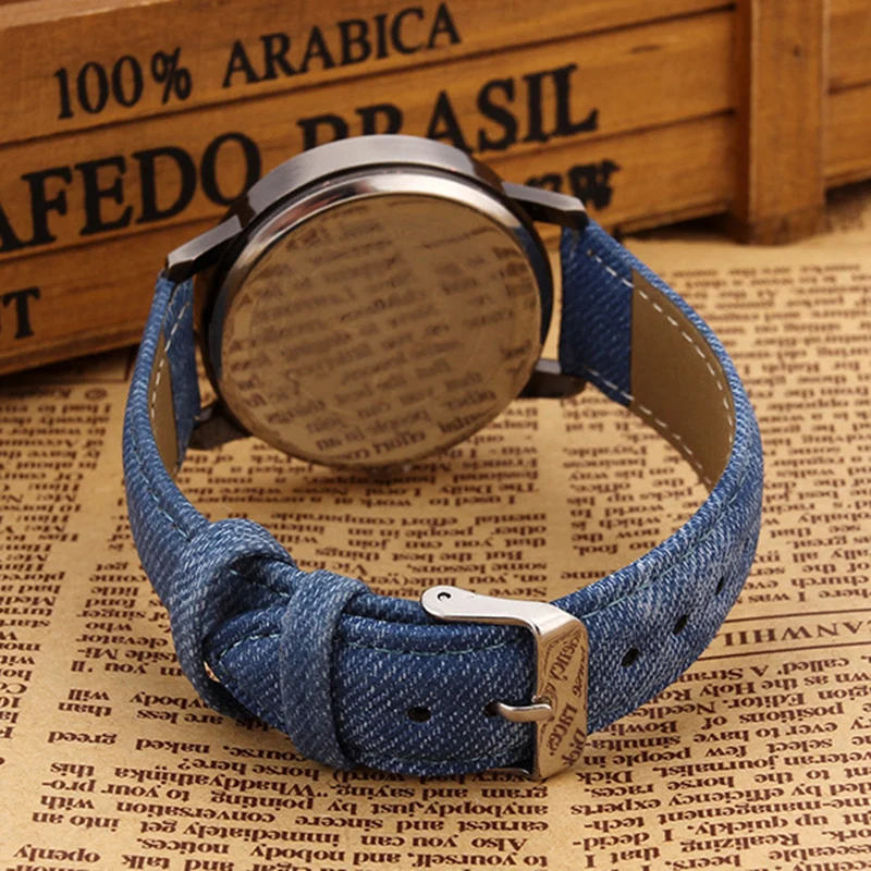 Стильные кварцевые часы унисекс мужские спортивные из джинсовой ткани женские