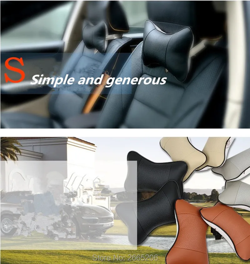 Автомобильная подушка для подголовника из искусственной кожи мягкая