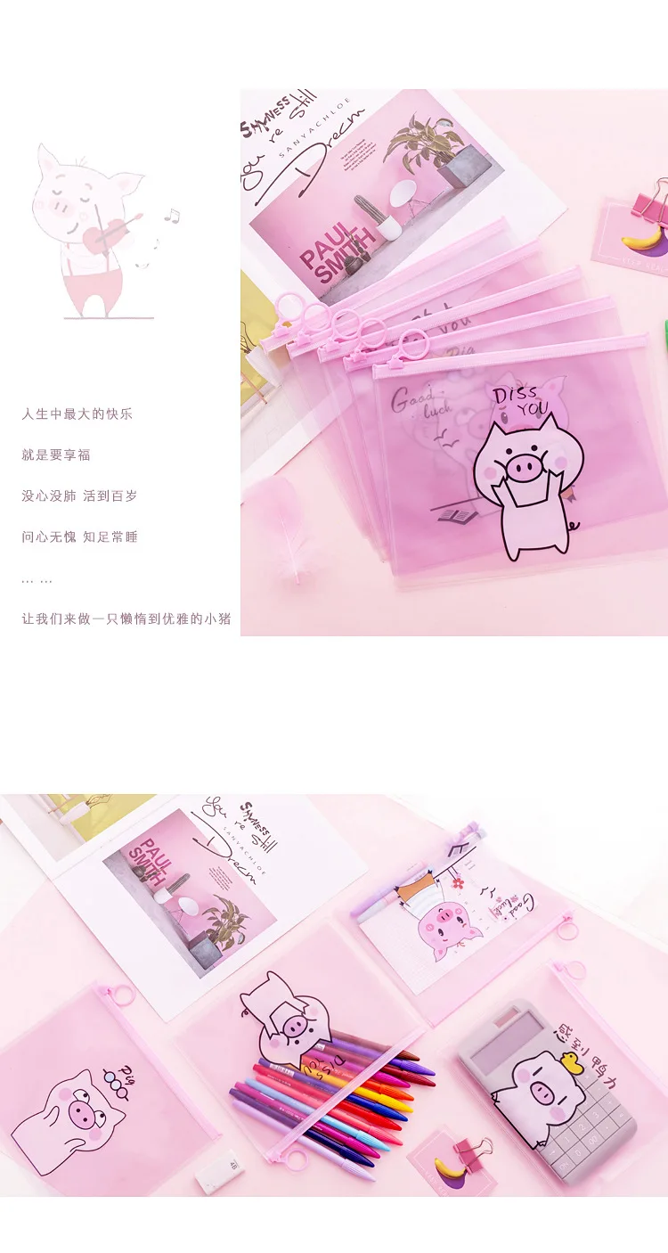 С изображением мультипликационной свинки, пенал с единорогом чехол кактус прозрачный пенал для ручек милые канцелярские принадлежности подарок большой емкости для хранения сумка, школьные принадлежности