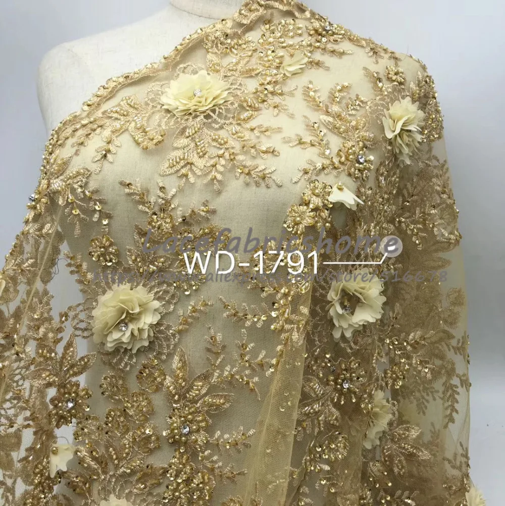 5 ярдов/lot красивые видов цветов Жемчуг Beadeds с 3D цветами хорошее качество кружева