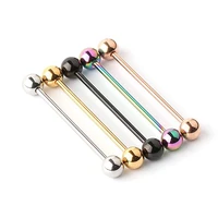 1 pair long industrial barbell earrings fashion 14g mutiple colors stainless steel earrings piercing barbell punk gothic jewelry