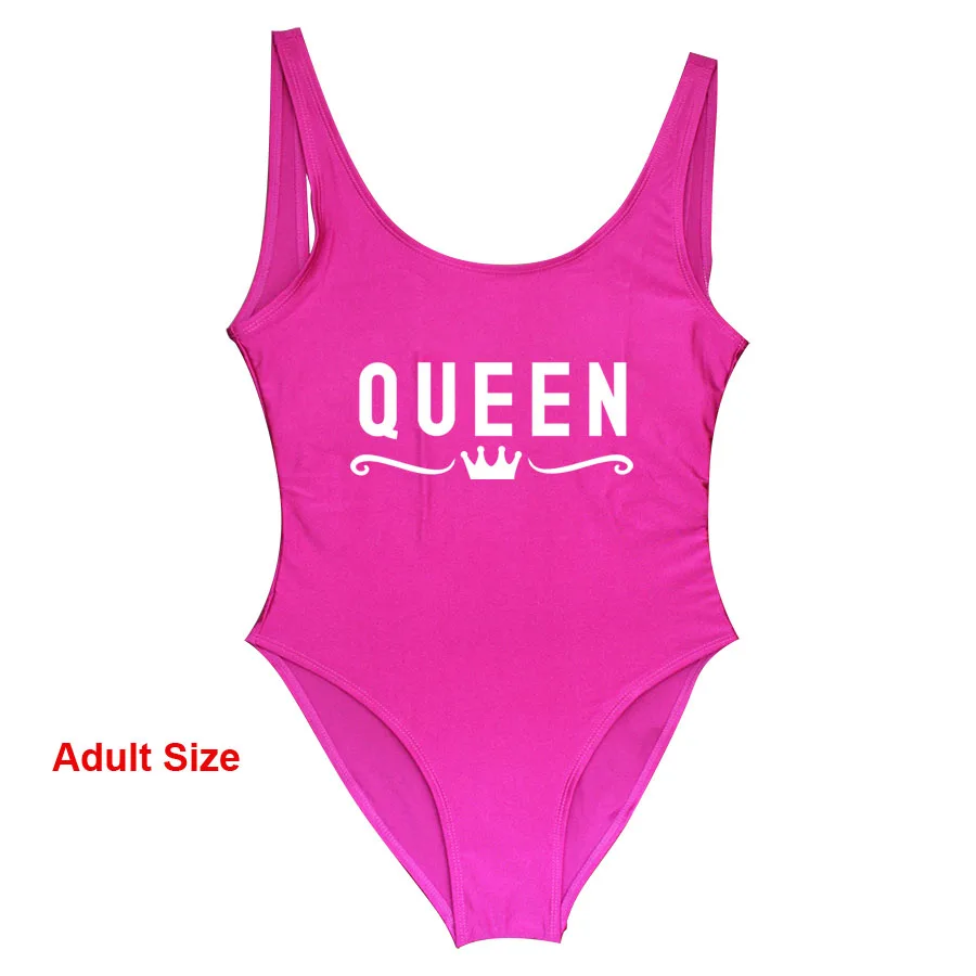 Adult Purple Red Одежда для мамы и дочки; детский цельный купальник с надписью «queen& Princess»; одежда для купания для мамы и ребенка; купальные костюмы для мамы и ребенка; бикини - Цвет: Adult Purple Red