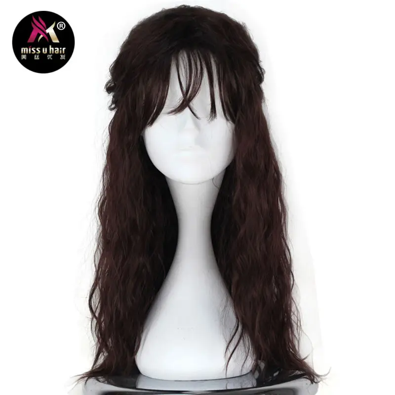 Парик для косплея Miss U Hair мужской синтетический длинный вьющийся с темно