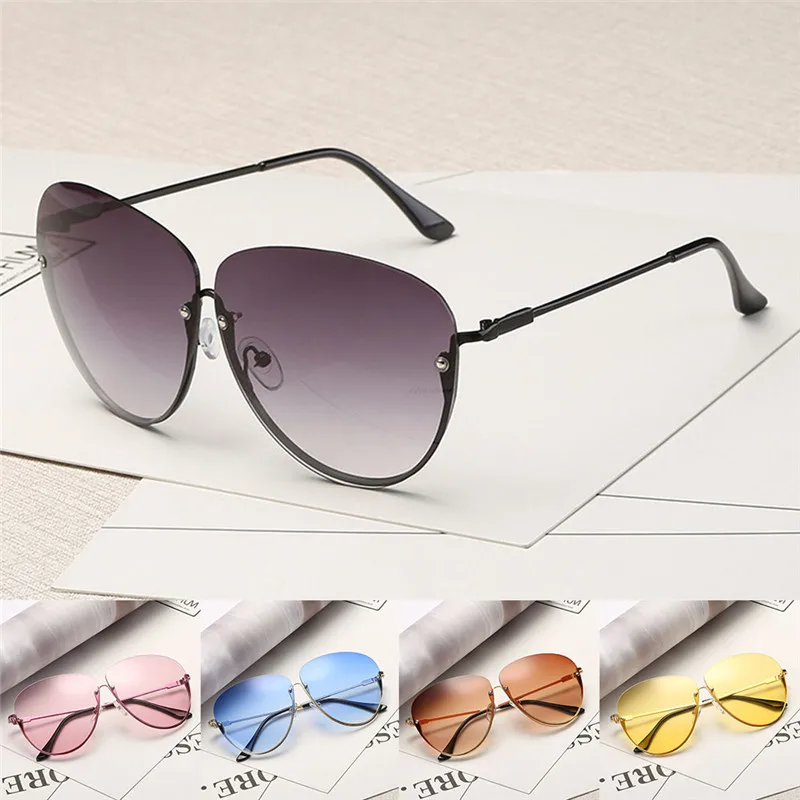 Новые женские солнцезащитные очки без оправы с кошачьим глазом Модные