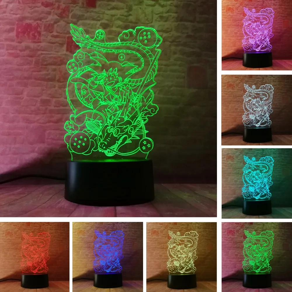 Лидер продаж Настольная 3D лампа Dragon Ball Z Totem Son Goku Супер Саян светодиодный ночник