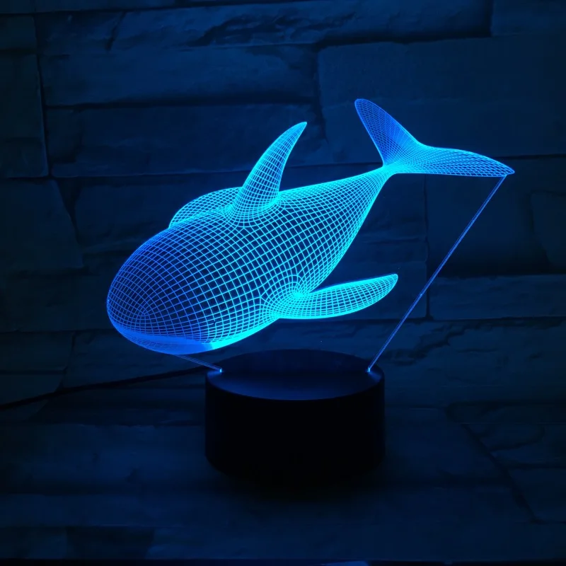 3d лампа в виде морского животного Кита светодиодный светильник сенсорный RGB стол