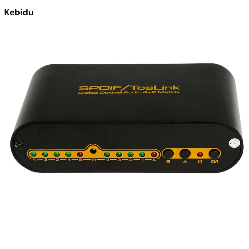Kebidu SPDIF Toslink Цифровой оптический аудио истинная матрица 4x2 Переключатель сплиттер