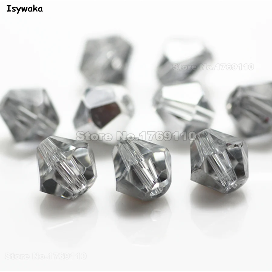 Isywaka 38pcs Half Silver Color 8mm Bicone Austria Crystal Beads charm Glass Loose Spacer Bead for DIY Jewelry Making | Украшения и
