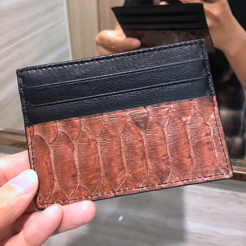 Card Holder CAJIFUCO кожа питона Porte Carte змеиная кожа кредитный держатель для карт животное кожа портмоне - Цвет: Card Holder