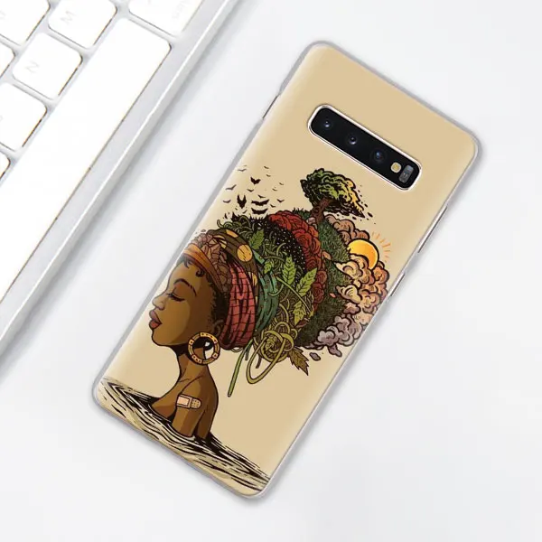 010 Черная девочка меланин поппин королева чехол для телефона для samsung Galaxy S10e S10 Plus S7 S8 S9 Plus Note 8 9 M10 M20 M30 жесткий чехол - Цвет: 010