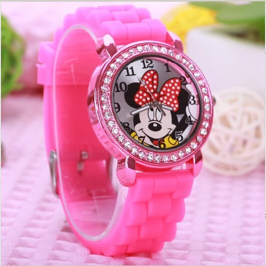 Кристальные цветные детские часы с рисунками из мультфильмов ЖЕНСКИЕ НАРЯДНЫЕ