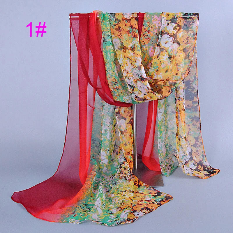 Любой 3 шт. Бесплатная доставка Для женщин печати мягкий шарф платок шифон Синий