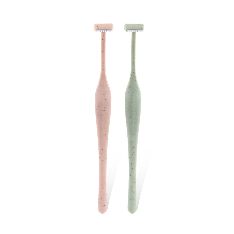 T Type Pink Green Choosmile, 2 шт., мини триммер для бровей, безопасный нож, бритвы для женщин, для лица, для удаления волос, бритва, маленький размер, инструмент для макияжа, нож для волос - Цвет: T Type Pink Green