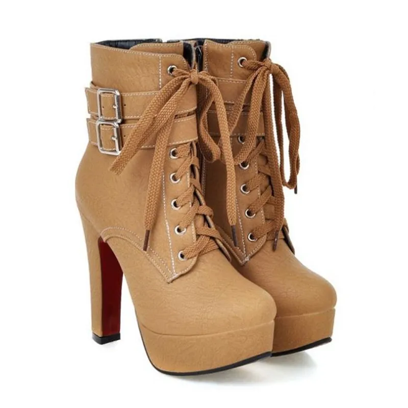 Женские ботильоны на высоком каблуке COSMAGIC мотоциклетные ботинки платформе