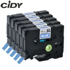 Cidy, 5 шт., совместимый с P-touch, фотосессия tz535 tze535 TZe 535 tz 535, белый на голубой для brother