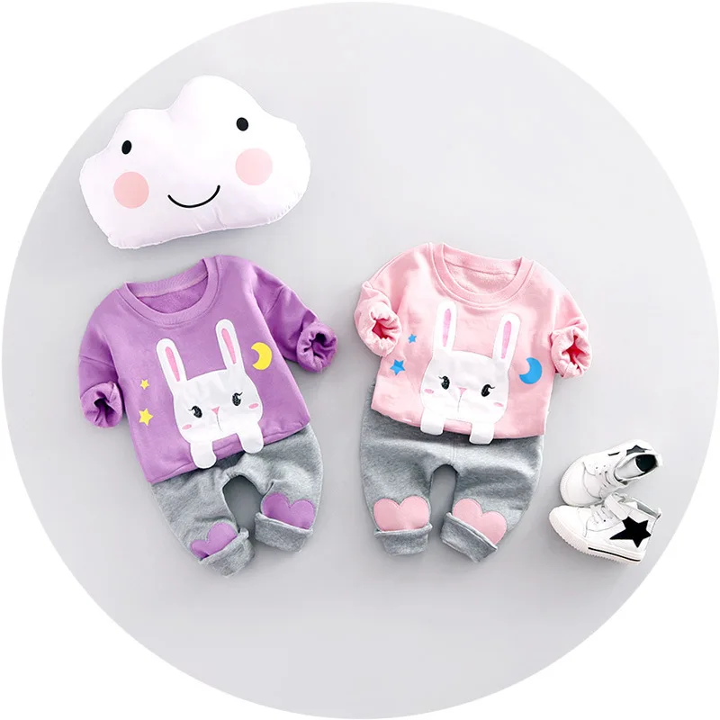 Одежда для маленьких девочек 2017 фирменный комплект детской одежды футболка и