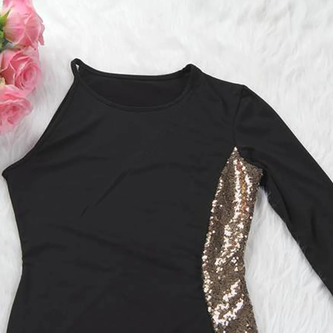 Robe noire longue романтичное платье бохо раздельное с блестками сексуальное черное