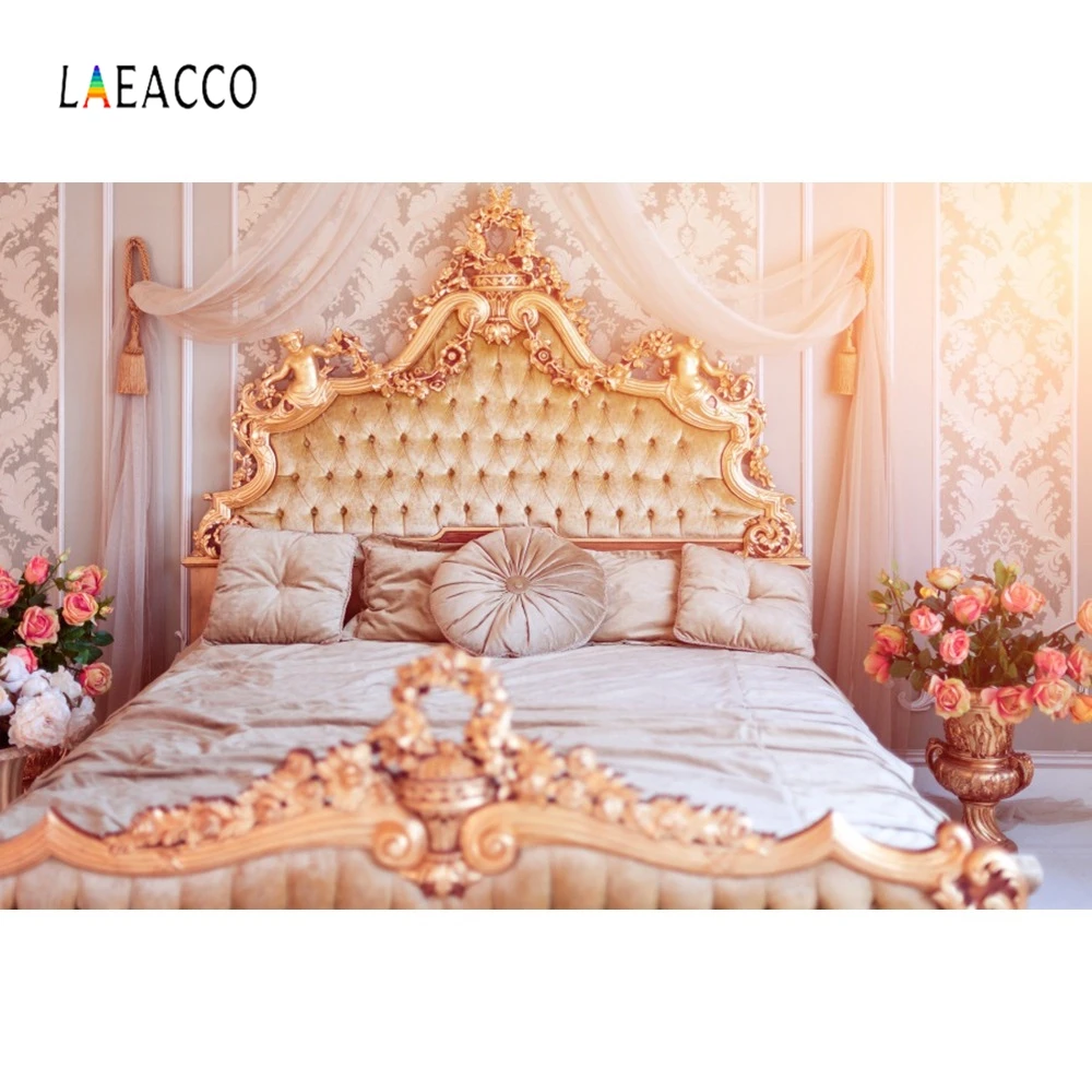 Laeacco Royal Headboard Bedroom Boudoir Curtain Photography Backgrounds Customized Photographic Backdrops For Photo Studio | Электроника
