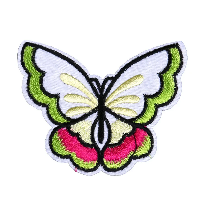 Шесть цветов высокое качество 8 см вышитые наклейки с бабочками можно гладить на