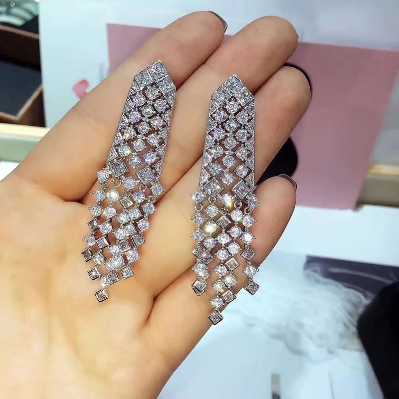 Серьги кисточки Be8 с фианитом AAA + модные серьги кисточками уникальные украшения