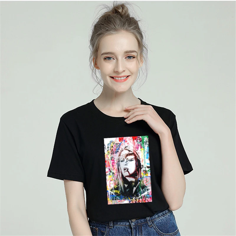 Хлопковая забавная футболка для женщин 2019 Brigitte Bardot Harajuku tumblr с короткими рукавами