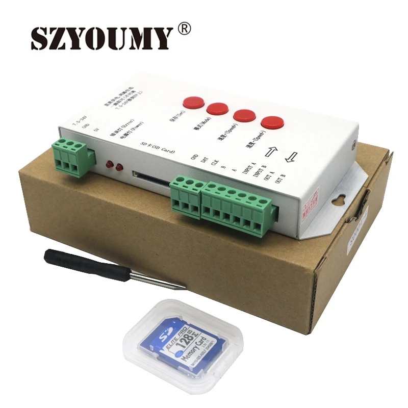 

SZYOUMY T1000S SD Card 2048 Pixel Controller LED Spot Light Full Color Light String Strip Light Dedicated Controller