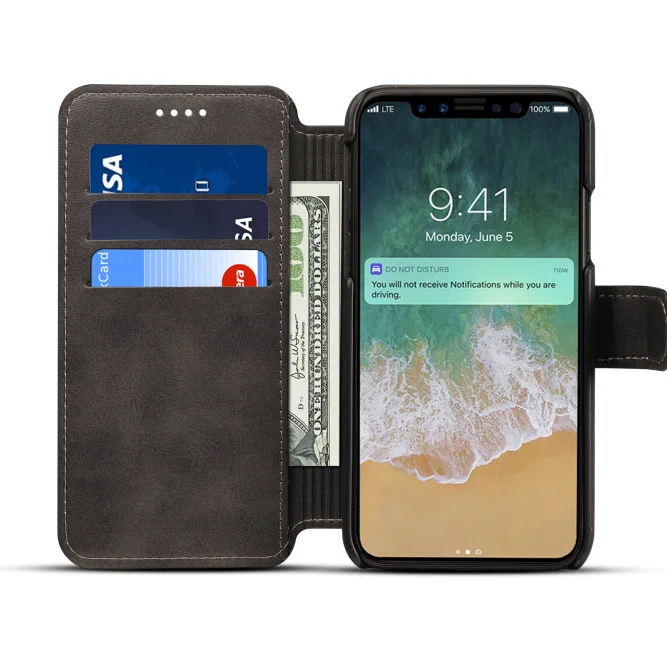 L-FADNUT элегантные из натуральной кожи чехол для iPhone X Xs 6 S 7 8 плюс Чехол-портмоне с