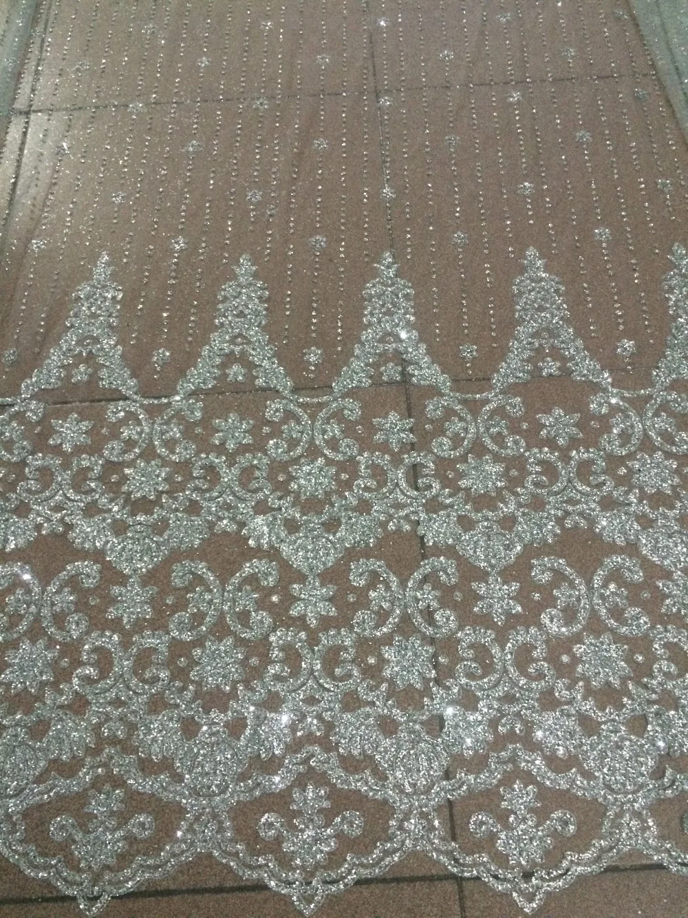Блестящее женское серебряное Африканское кружево из гипюра с приклеенными