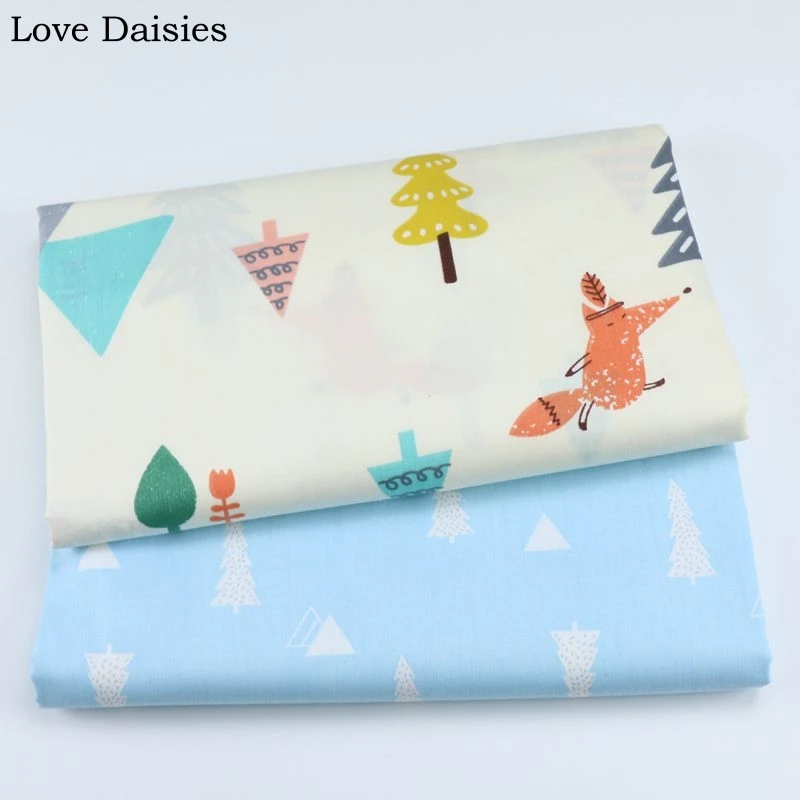 100% хлопок саржа мультфильм скандинавский ветер Розовый Бежевый с цветом лес лисы