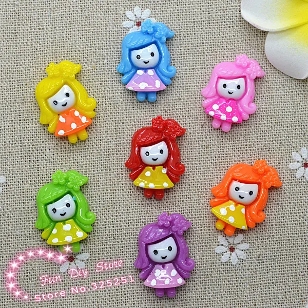 

15*21mm 20PCS Mixed Color Cute baby girl resin flat back cabochon for ornament
