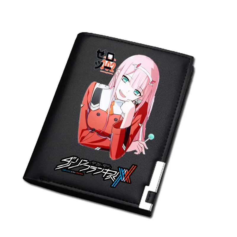 Женское портмоне DARLING in the FRANXX, короткий кошелек из искусственной кожи, ноль, два удостоверения личности, держатель для карт, мультяшная сумка для денег, для девочек, Carteira