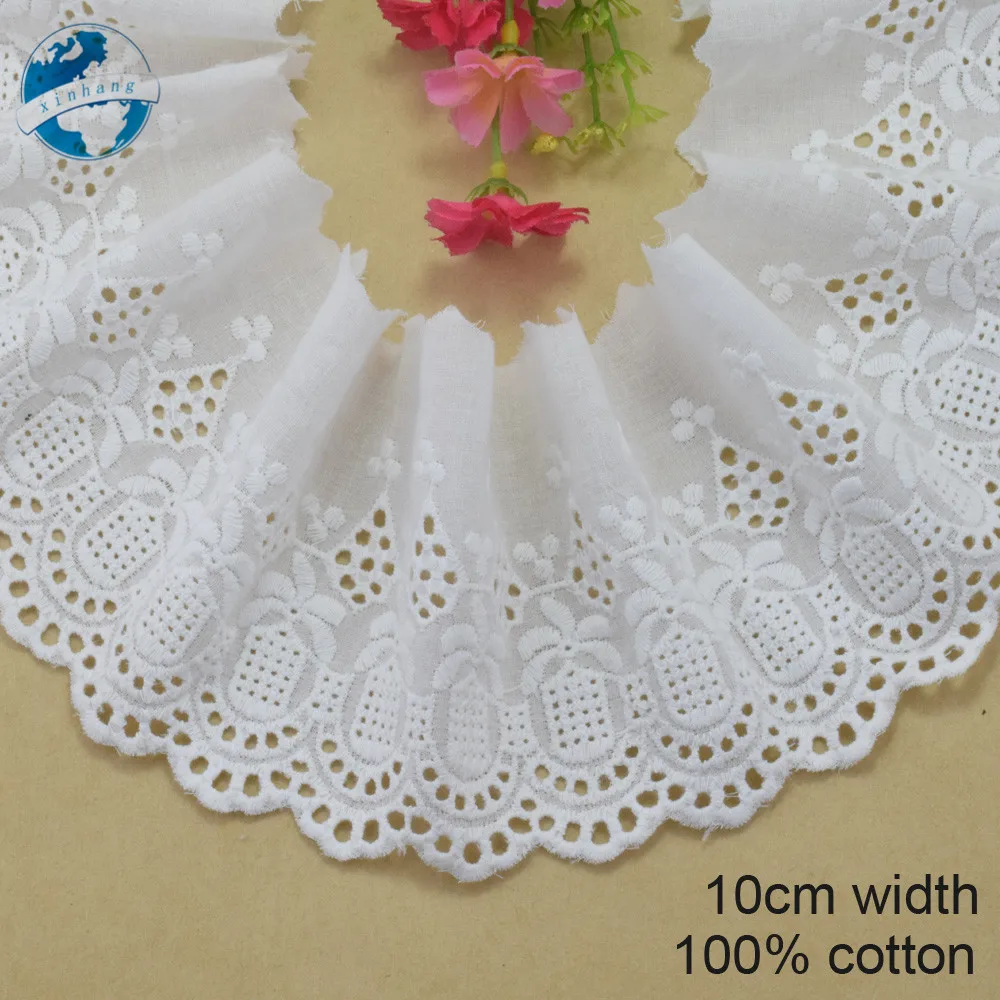 

10cm white 100% cotton embroidery lace french lace ribbon fabric guipure diy trims warp knitting sewing Accessories#3721