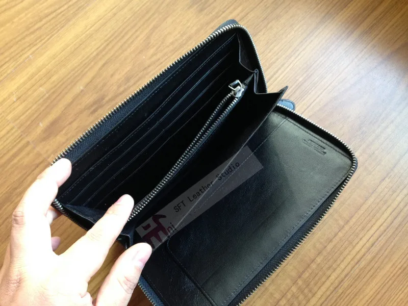 Мини ручная натуральная кожа Черный Длинный кошелек версия Сумочка рисованная