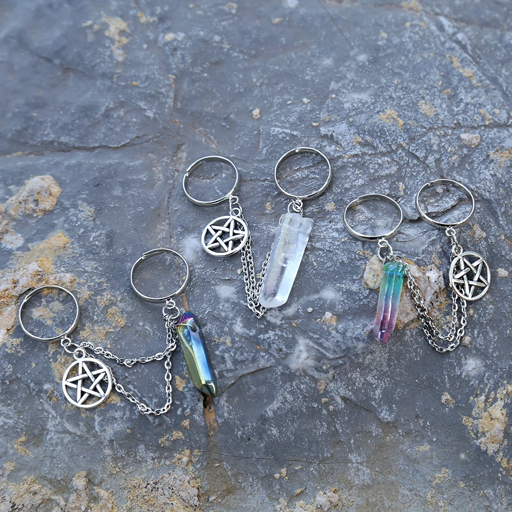 Сменное кольцо с пентаграммой кристаллом Wicca ретро кварцевое подарки украшения и