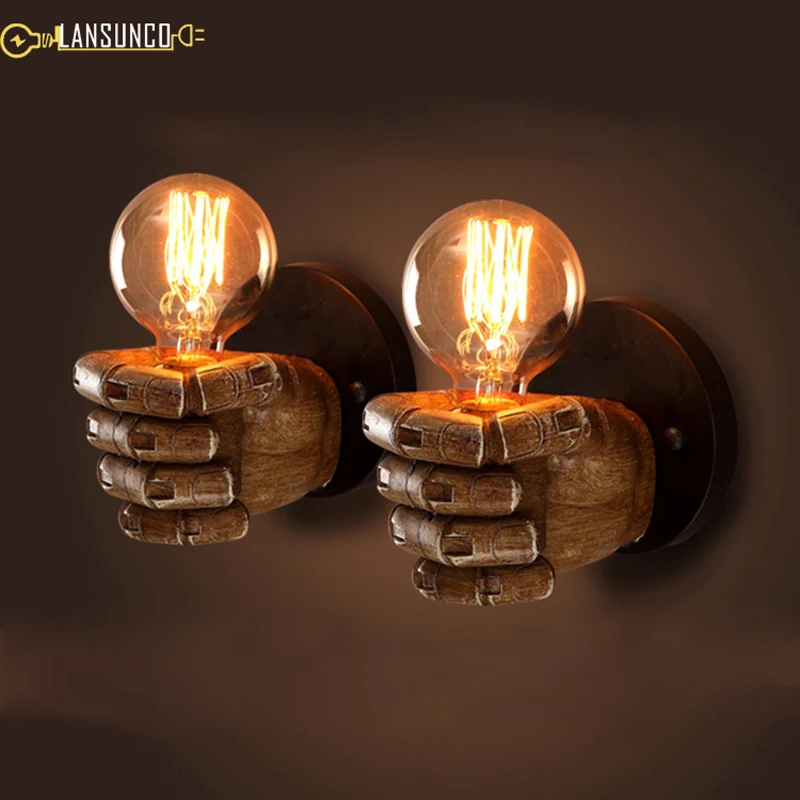Vintage Wall Lamps Industrial Sconce Lights Fist Wandlamp For Storefront Bedroom Light Fixtures Retro Lamparas De Pared | Лампы и