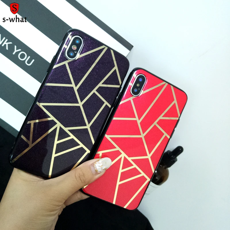 Чехол для телефона iphone 8 Чехлы 6 S 7 Plus X Blu-Ray Золотой линий задняя крышка модные