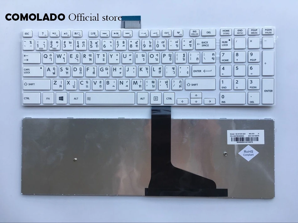 TI Thailand клавиатура для TOSHIBA L50 A C50 C50D C55D S55D S55DT белая Раскладка|Клавиатуры замены| |