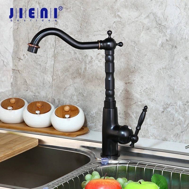 Кухонный Смеситель JIENI NEW ORB с черной отделкой поворотный смеситель для раковины