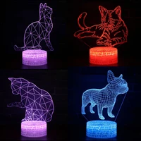 french bulldog cat owl led 3d visual illusion night light creative table decoration usb light decorative novelty lamp kids gift