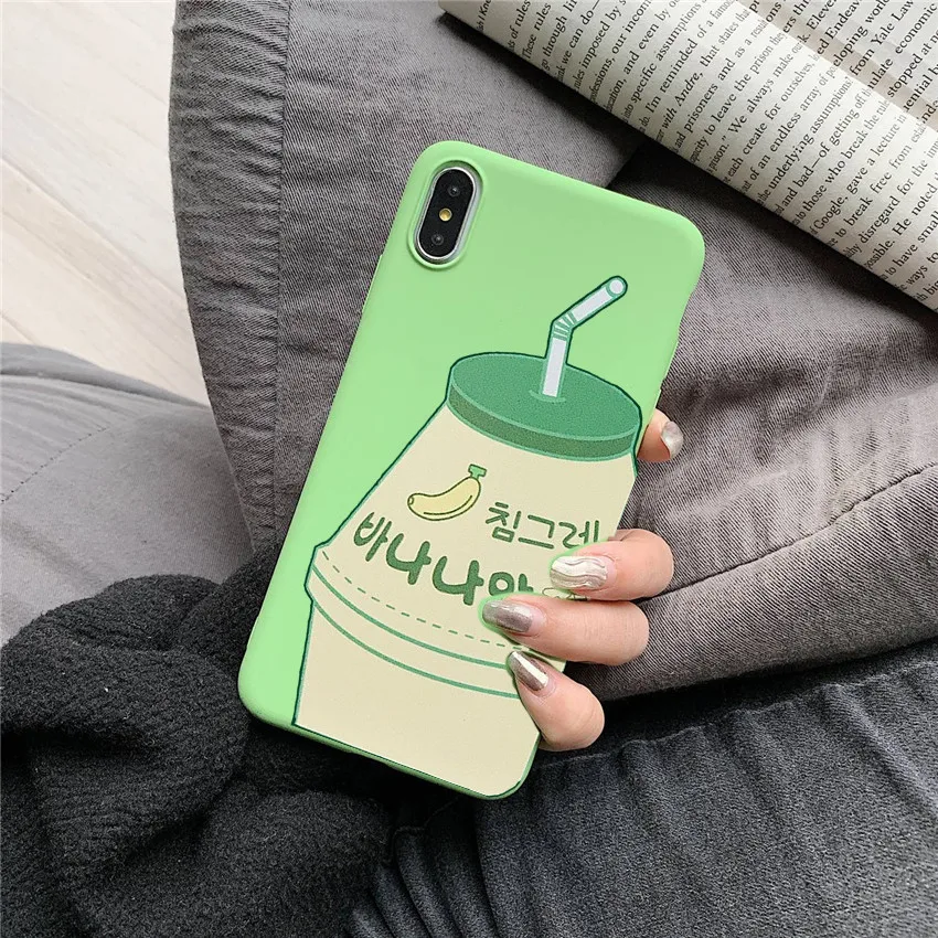 Милый Летний чехол для телефона с рисунком молочного чая iPhone XS Max XR X TPU Мягкий