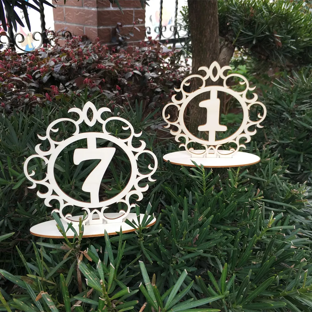 10pcs Floral Vintage Elegant Freestanding 3D Wood Table Number Stands Wedding Bridal Baby Shower Party Decoration | Дом и сад