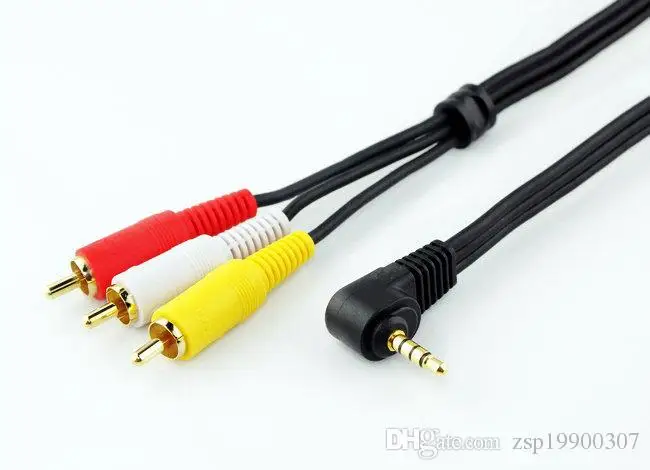 90 градусов 3.5 мм Мужской Джек 3 RCA штекер адаптер аудио конвертер видео кабель av