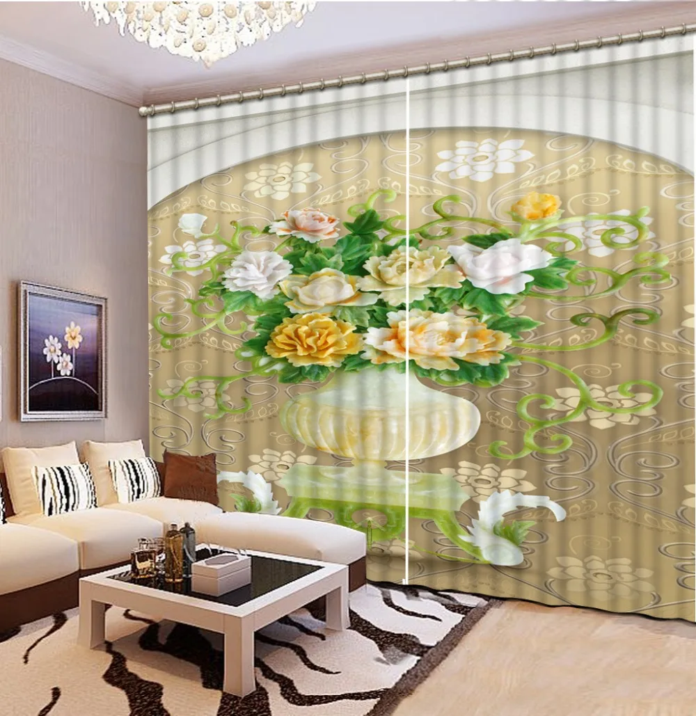 

flower curtains 3D Window Curtain Dinosaur print Luxury Blackout For Living Room marble curtains