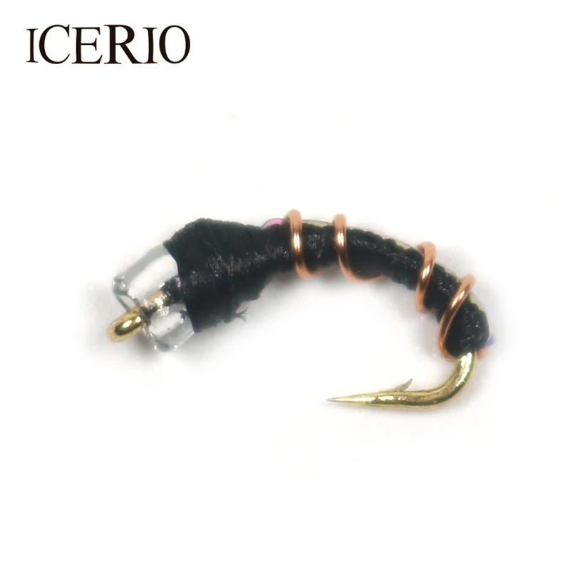 ICERIO 8 шт. стеклянная шариковая головка Nymph Mercury Zebra Midge форель для ловли нахлыстом