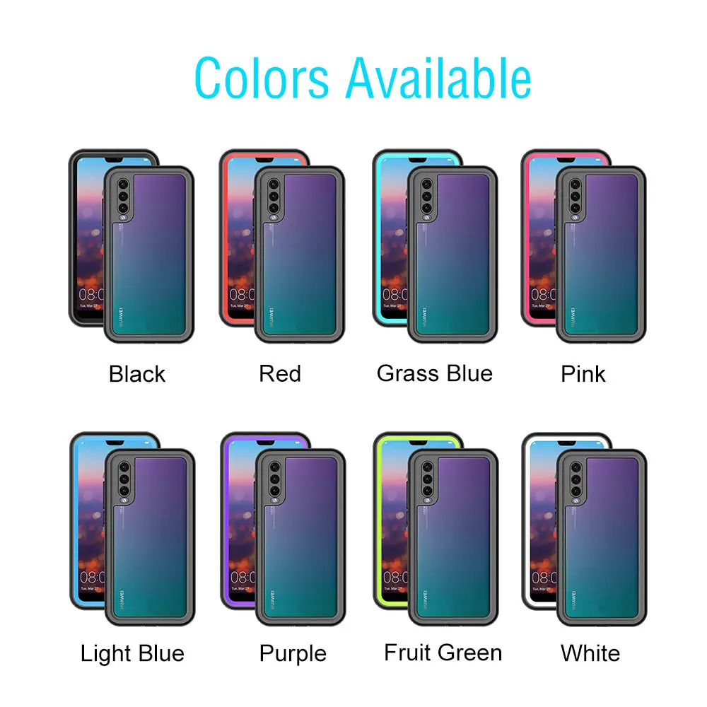 Водонепроницаемый чехол для huawei P20 Pro P30 360 Защитный Прозрачный Lite