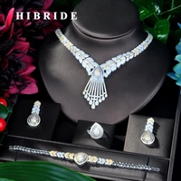 hibride fashion new luxury jewelry cubic zircon 4 pcs wedding bridal jewelry set copper dubai jewelry for ladies n 857