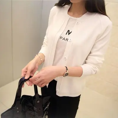 OHCLOTHING женский кардиган осеннее платье свитер весна-осень зимняя куртка, пальто первоклассника кардиган - Цвет: white