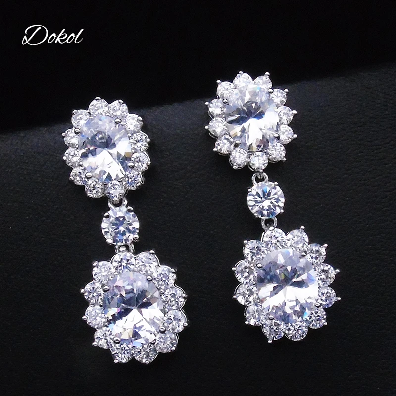 DOKOL новые модные серьги для подружек невесты с фианитами двойные овальные