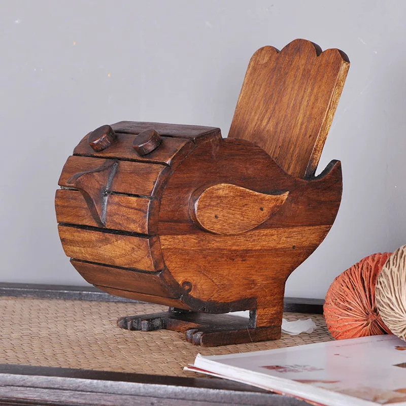 Таиланд ручной работы твердой древесины коробка ткани Творческий птичий лоток