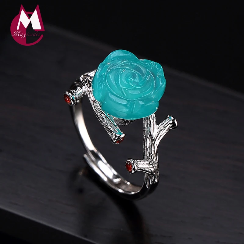 2019 мозаичное кольцо из натурального камня с розой регулируемое женское